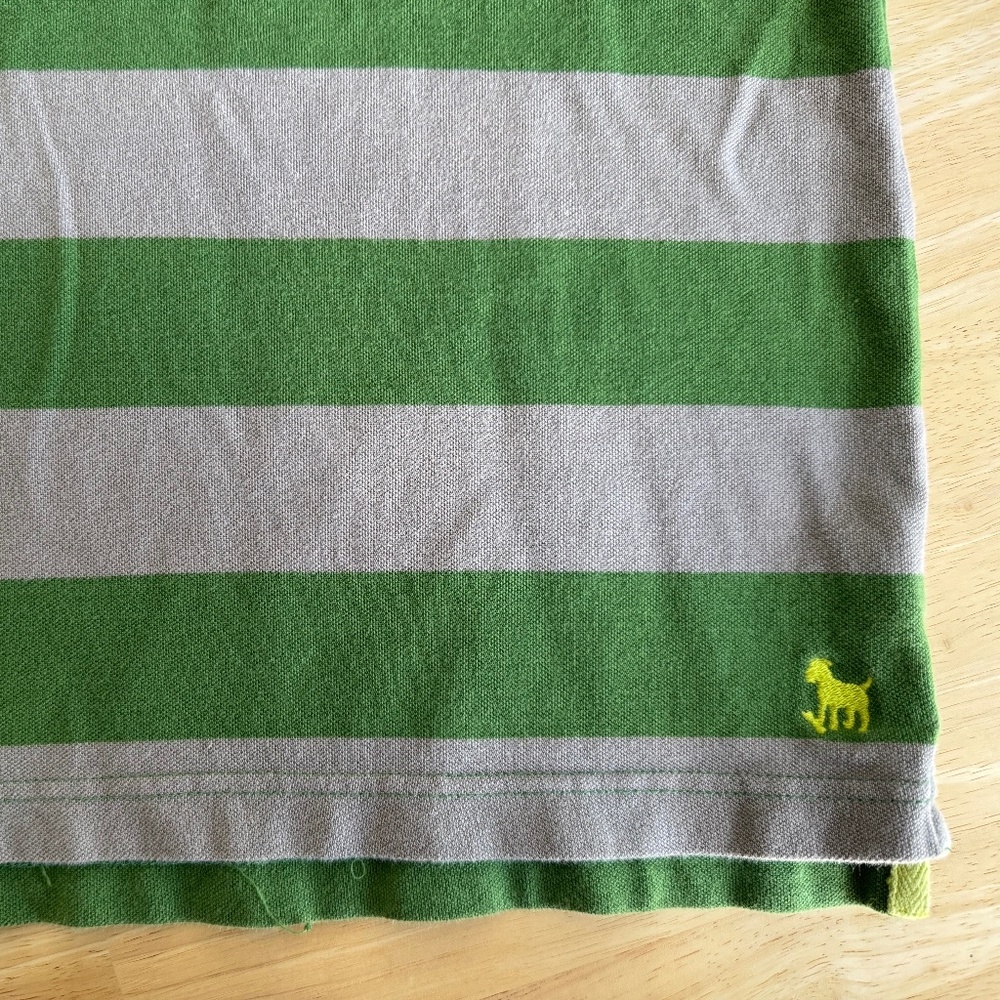 Mini Boden Piqué Polo Shirt, Gray/Green Stripe, 3T–4T - Picture 5 of 11